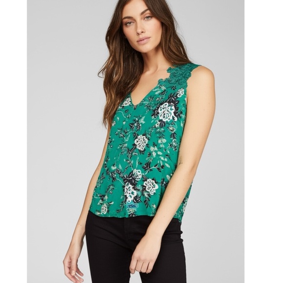 New Daniel Rainn Tropical Green Floral Sleeveless Blouse Crochet Lace Womens 1X - Picture 1 of 11